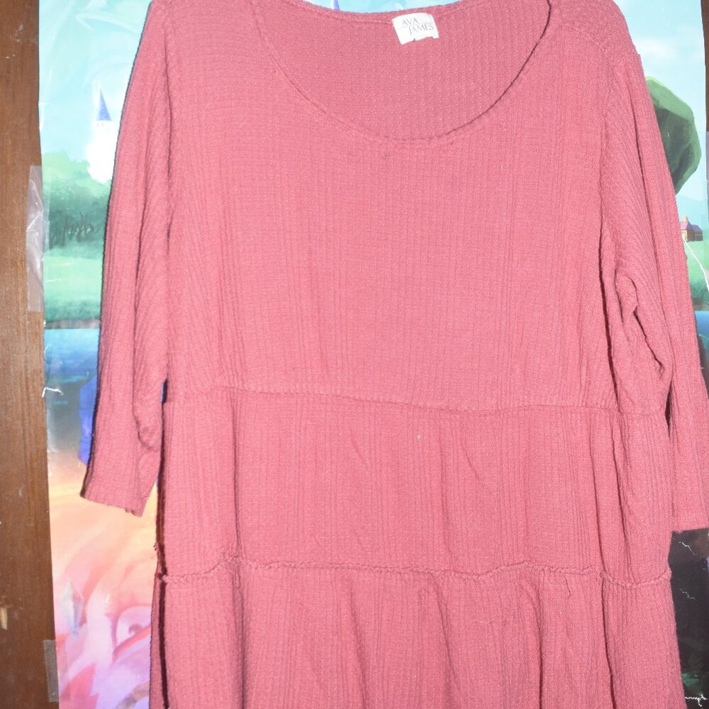 Ava James pink baby doll top 1X